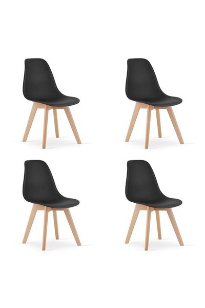 Avex Set de 4 scaune de bucătărie/living, Artool, Kito, PP, lemn, negru și natural, 46x54,5x80 cm