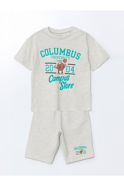 LC Waikiki Lcw Kids Crew Neck Printed Boys T-Shirt and Shorts 2 Pack (S5)