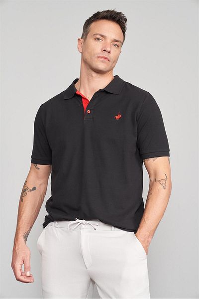 Çetinkaya Chester Polo 3047-L Men's Polo Neck Combed Pique T-Shirt Black