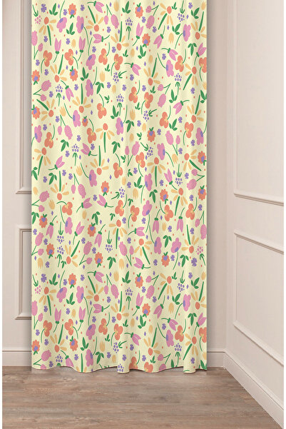 GREENDECOR ستارة خلفية عصرية أنيقة بتصميم بوهيمي مخطط على شكل أوراق زهور ومطبوعة رقميًا (جناح واحد).