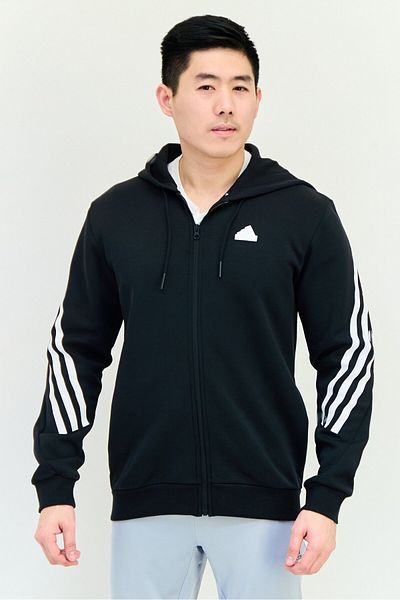 adidas Men Sportswear Fit Long Sleeves Outdoor Full Zip Hoodie, Black