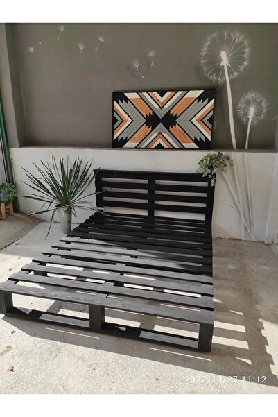Dekorozi Ahşap Baza Palet Yatak Altı (SİYAH)