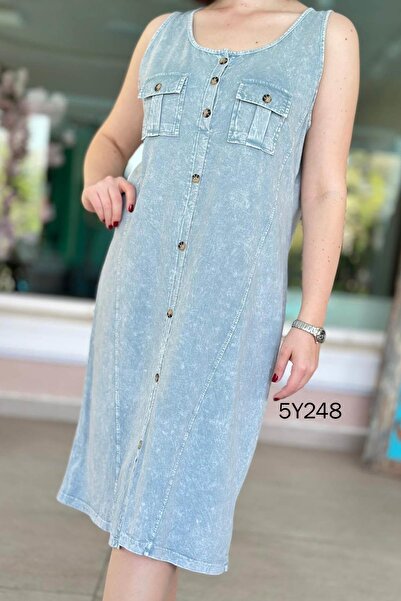 İnce Topuk Zero Sleeve Pocket Detail Dress 5Y248