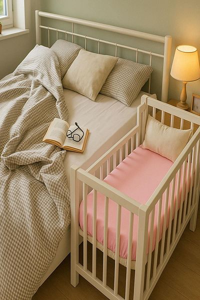 COTENCONCEPT قطعتين 50 × 90 × 10 سم ملاءة سرير أطفال من القماش الممشط المرن من جانب الأم