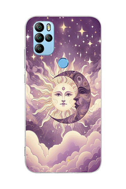 moonset Omix X300/X500 Uyumlu Ay ve Güneş Tasarımlı Baskılı Şeffaf Telefon Kı...