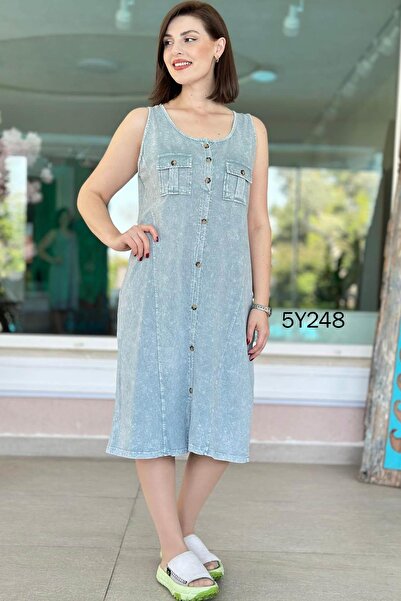 İnce Topuk Zero Sleeve Pocket Detail Dress 5Y248