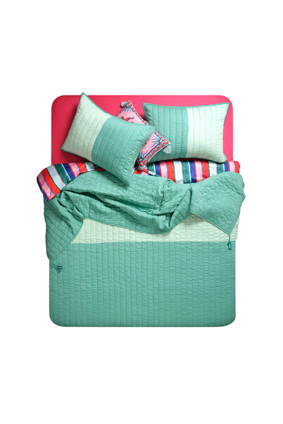 Zsa Zsa Zsu Okhla El İşi Kapitoneli Çift Kişilik Pamuk Saten Yatak Örtüsü Seti 240x260 Cm Yeşil