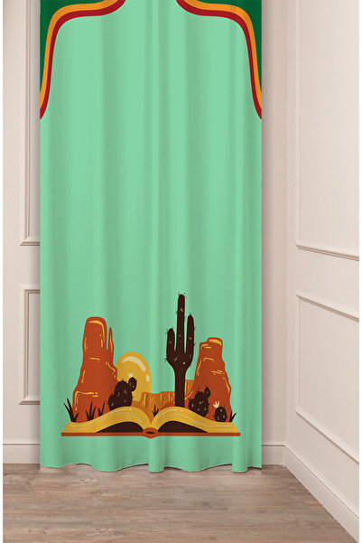 GREENDECOR Etnic african antic natură cactus cu model boem design special digital cu imprimeu (o singură aripă) perdea de fundal elegantă