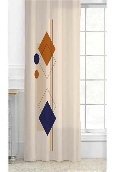 GREENDECOR Bohemian Geometric Line Shapes Special Design Patterned Digital Printed (Single Wing) Modern Stylish Background Curtain