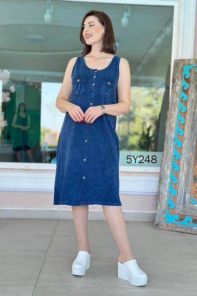 İnce Topuk Zero Sleeve Pocket Detail Dress 5Y248