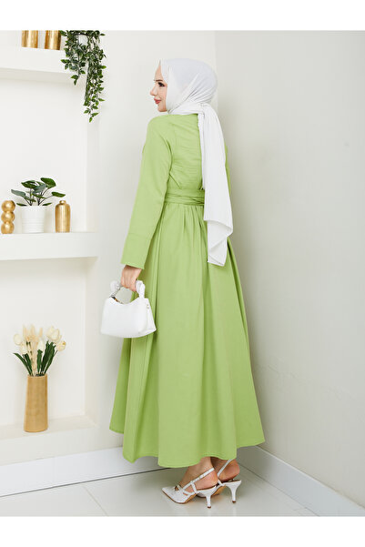 Giza Giyim Γυναικείο φόρεμα χιτζάμπ με κουμπιά με σταθερή ζώνη με κουμπιά