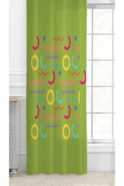 GREENDECOR Geometric Line Shapes Special Design Patterned Digital Printed (Single Wing) Modern Stylish Background Curtain