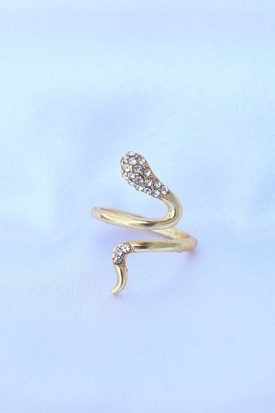 Skygo Brass Gold Color Adjustable Zircon Cubic Zirconia Snake Ring - Tj-Byk3188
