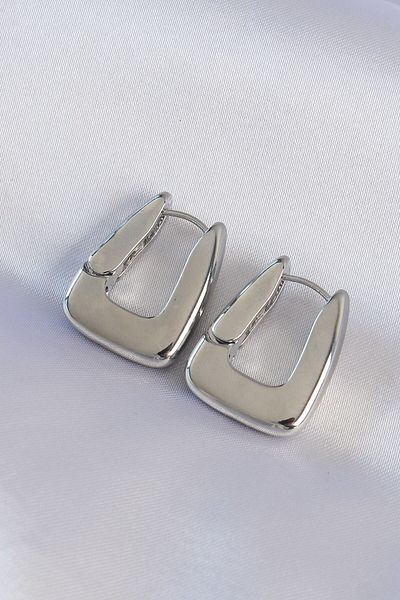 Skygo Brass Silver Color Thick Earrings - Tj-Bkp8979