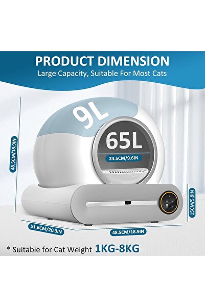 SKY TOUCH SKY-TOUCH Smart Self Cleaning Cat Litter Box, 65L+ 9L Extra Large Capacity