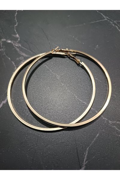Serenita Mare Women's 316L Stainless Steel Gold Color Classic Hoop Earrings with Plain Surface