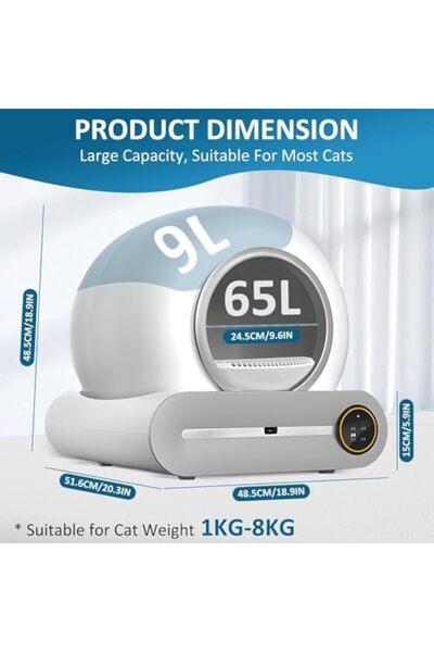 SKY TOUCH SKY-TOUCH Smart Self Cleaning Cat Litter Box, 65L+ 9L Extra Large Capacity