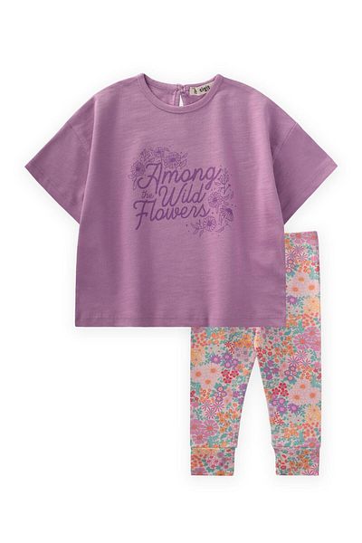Cigit Set tricou cu jambiere imprimate 1-8 ani violet