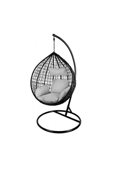 Strend Pro Κρεμαστή πολυθρόνα κούνιας, συνθετικό ρατάν, μαύρο/γκρι, μέγιστο 1...