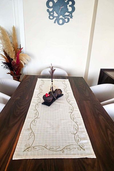 Calke Κέντημα Runner Κεντημένο Αυθεντικό Λινό Buldan Handwork