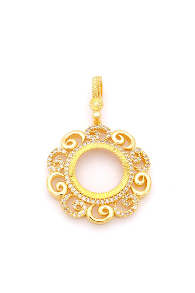 FerizZ Çeyrek Çerçeveli Kolye Ucu Altın Kaplama TGR-684