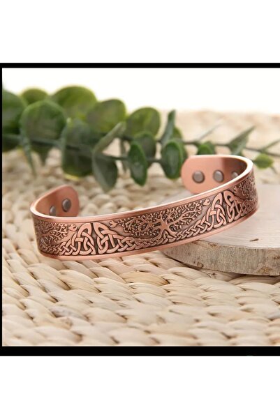ORGANICYOU Dongguana Adjustable Copper Bracelet and Tree of Life Design Ring Set - Magnetic