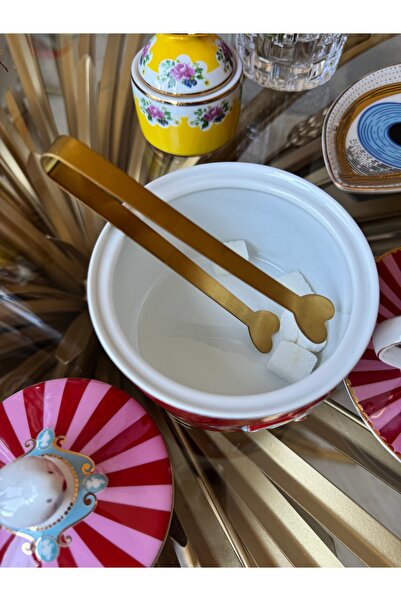 Hatice sakallı design 1Pcs Heart Titanium Gold Candy Tongs Gold Shiny Gold Candy Tongs