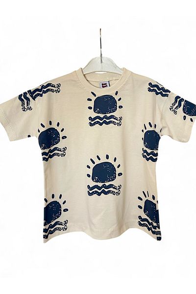 patriko tekstil Boy's Sunshine Printed Summer Shorts T-Shirt Bottom Top Set