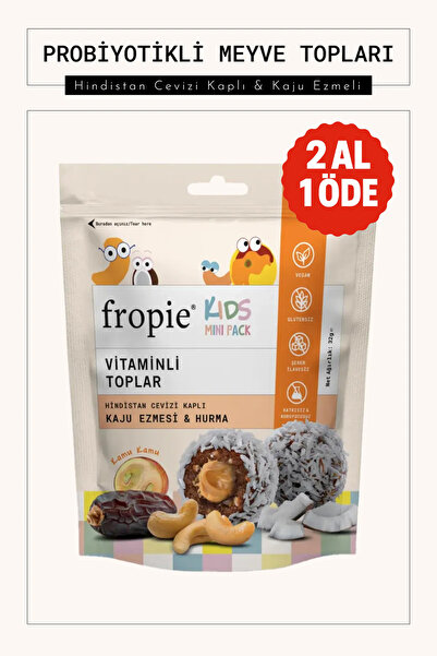 FROPİE Vitaminli Kids Meyve Topları - Hindistan Cevizi Kaplı & Kaju Ezmeli 80 gr