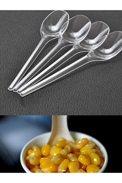 MEZ-PACK PLASTİK SUP- TATLI KAŞIĞI 100 ADET 1 PKT KÜÇÜK MISIR KAŞIĞI ŞEFFAF