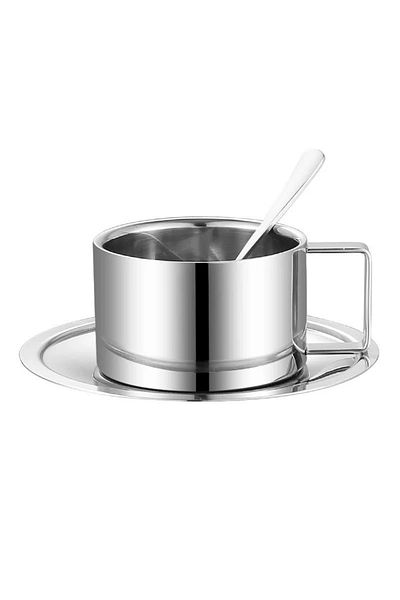Biradlı Steel Coffee Cup Set (200 ml)