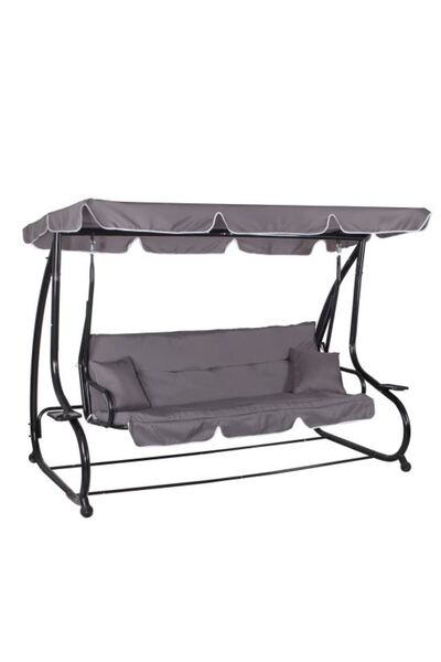 Avex Balansoar de grădină, 4 locuri, gri, 220x120x162 cm, funcție pat, Linda