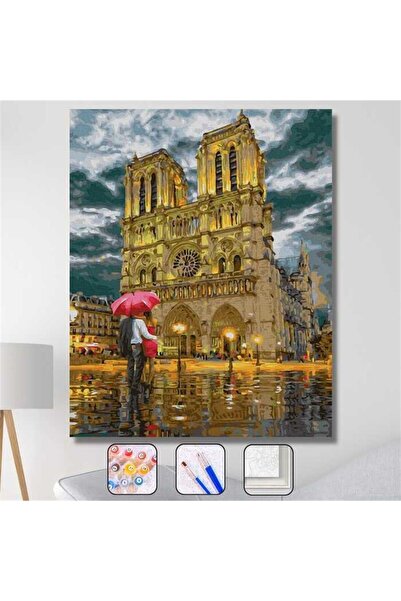 Pastelya Sayılarla Boyama Seti Çerçeveli Kasnaklı Aşk İle Yürü 40x50