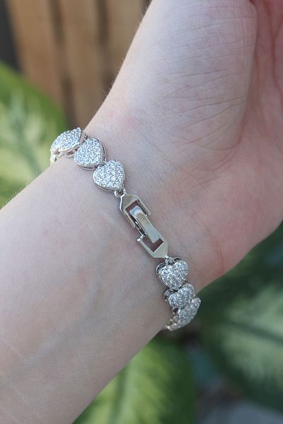 Skygo Vip Series Brass Zircon Stone Silver Color Heart Model Bracelet - Tj-Bb6067