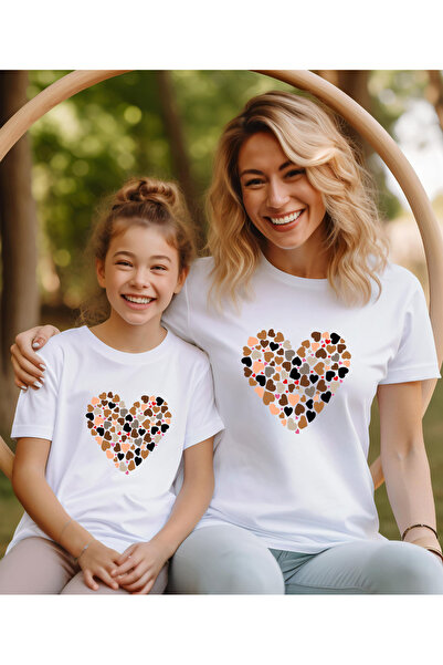 ASELİNDA تي شيرت مكون من الأم والابنة - (إنه منتج واحد، أضف قطعتين إلى السلة لصنع المجموعة)