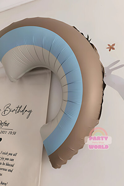 party world Gökkuşağı Retro Mavi Folyo Balon – 50 cm – 1 Adet