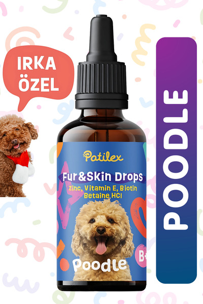 Patilex Poodle Köpekler için Tüy Sağlığı Damlası, Mamasına/Suyuna, Dökülme Önleyici, Toy Yavru Yetişkin