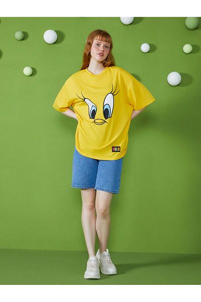 PENTHİLUS Cartoon Shoulder Open T-Shirt