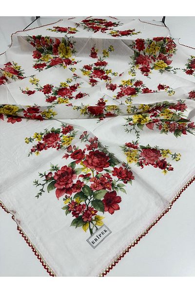 Eripek Embroidered Cotton Cheesecloth- 05096 95 X 95 Red - White 7