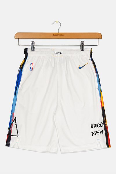 Nike X Nba Kids Boy Sportswear Fit Brooklyn Basketball Jersey Short, White