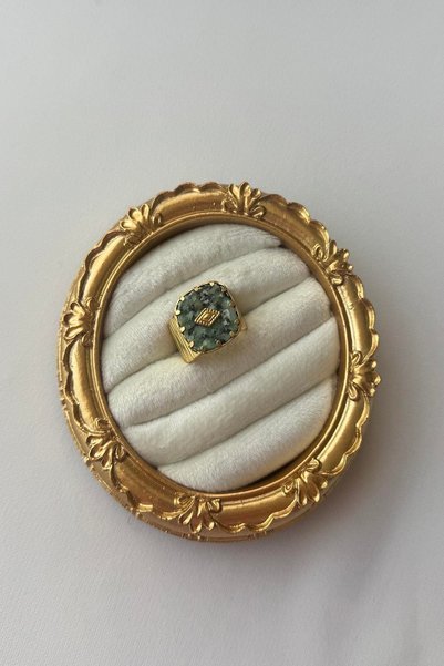 Okyanus Butik Çelik Vintage Gold Ayarlanabilir Yüzük