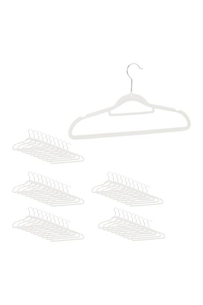 Relaxdays Set of 50 velvet hangers with trouser holder, non-slip, white, Relaxdays