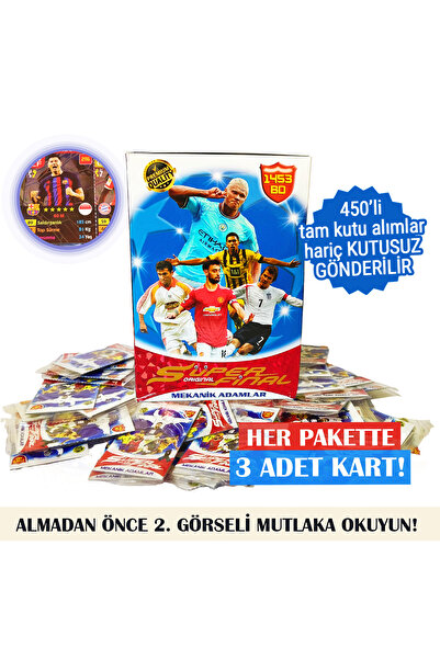 süper final 3 Kart Yeni Seri 2023 Orijinal 100 Adet 3 Lü Poşet (300 KART) Futbol Kartı Kutusuz