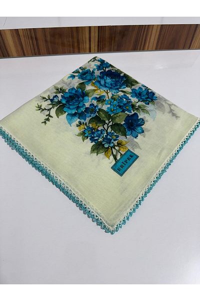 Eripek Κεντητό βαμβακερό τυρόπανο - 05096 95 X 95 Cream - Blue 2