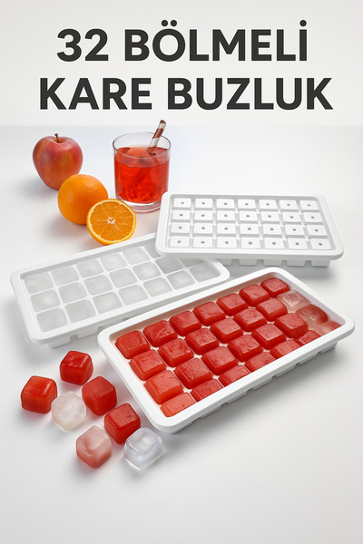 BEYZANA 32-Piece Square Ice Cube Ice Stylish Beverage Ice Mold Bottom Top Closed Square Ice Mold