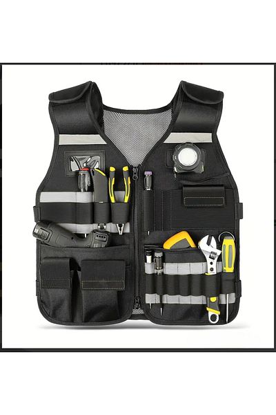 YETİŞENLER Electrician Vest Multi-Purpose Tool Vest for Woodworkers, Construction Workers