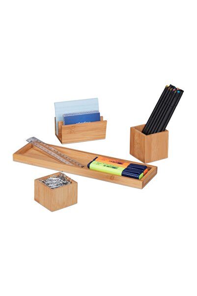 Relaxdays Αφαιρούμενος οργανωτής γραφείου 4 τεμαχίων, μπαμπού, 6,8 x 30,5 x 8...