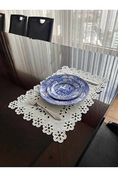 QBR Home خدمة أمريكية مستطيلة منقوشة بالزهور (قطعة واحدة)