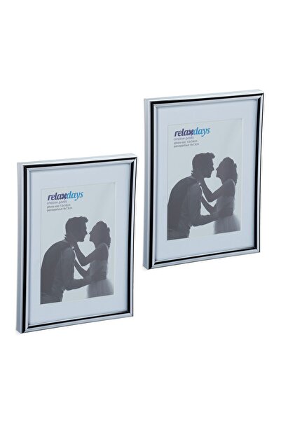Relaxdays Комплект от 2 фоторамки, размери 17,5 x 14 x 9,5 см, сребърни, Rela...