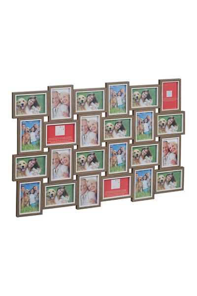 Relaxdays Photo frame collage for 24 photos, size 10 x 15, brown/white, Relaxdays